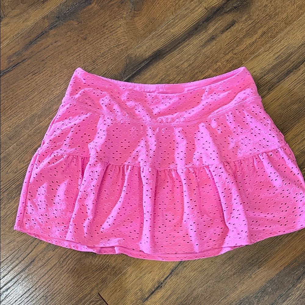 Lilly Pulitzer Hot Pink Eyelet Tiered Mini Skirt